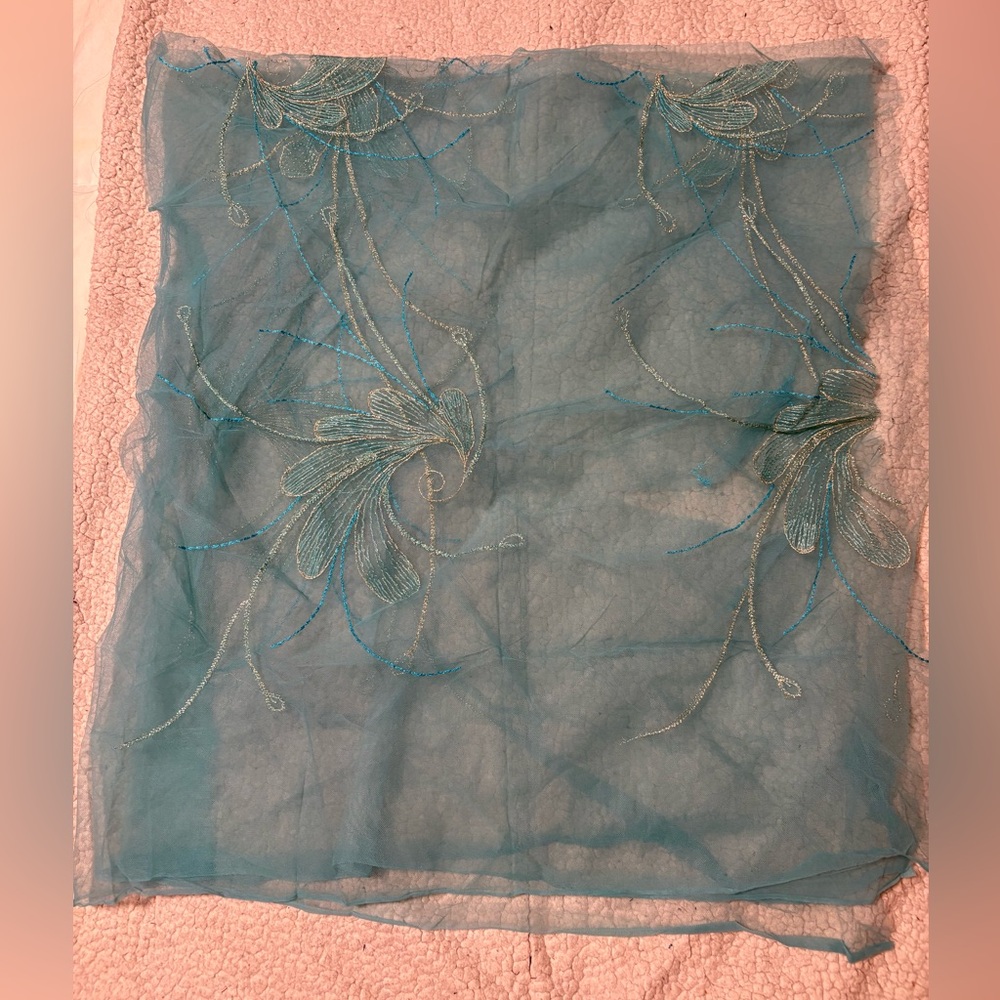 Elegant Blue Embroidered fabric